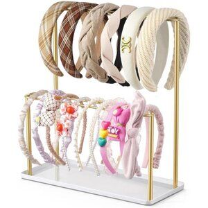 Headband Holder Organizer Metal 2 Tier Hair Accessories Display Stand Jewelry Ra